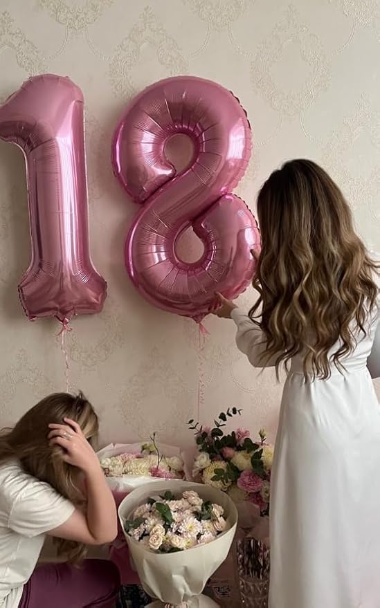 Pearlescent Pink Number 1 Balloon 40 inch, Number 1 Birthday Balloons - Image 4