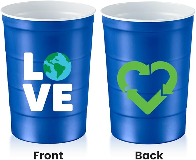 16 oz. Party Cup Earth Day 'Love' Planet Recycle Design - Image 2