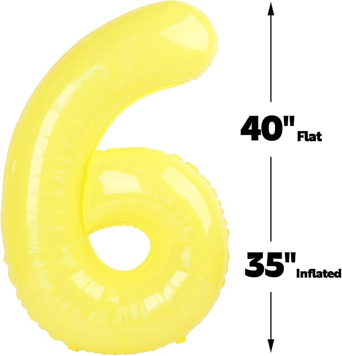 Number Balloon 6 Yellow Macaron - Image 2