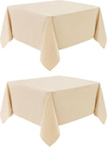 2 Pack Square Table Cloth 48X48 Inch Beige Washable Fabric Tablecloth Polyester by mylacerhome