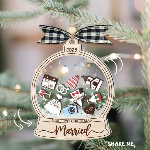 Personalized Wedding Shake Ornament, Custom Bride and Groom Christmas Ornament - Image 6