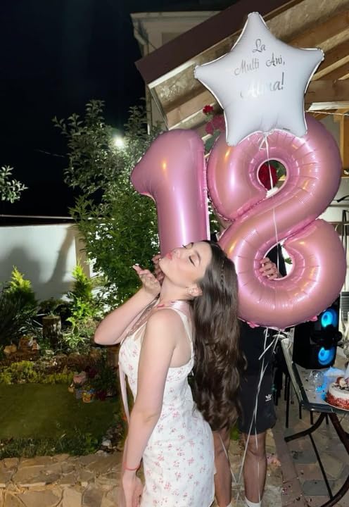 Helium Foil Pearlescent Pink Number 8 Balloon 40 Inch, Mylar Eight Numbers 8 18 - Image 3