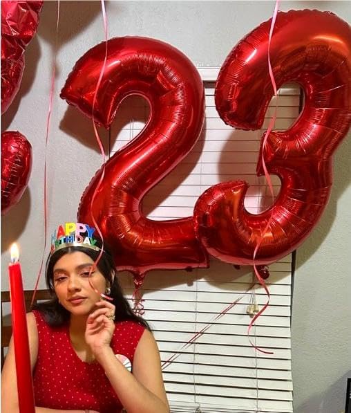 Red Number 13 Balloon 40 Inch Birthday Decorations, Number 13 Balloon Birthday - Image 4