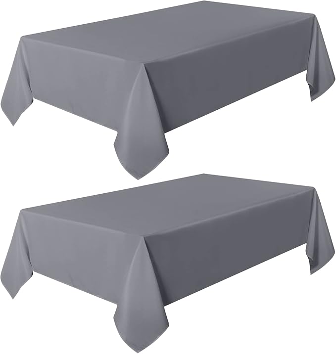 sancua 2 Pack Light Grey Tablecloth 60 x 102 Inch, Rectangle 6 Feet Table Cloth - Image 8