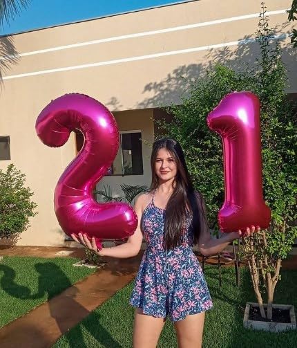 Hot Pink Number 21 Balloon 40 inch, Number 21 Birthday Balloon - Image 4