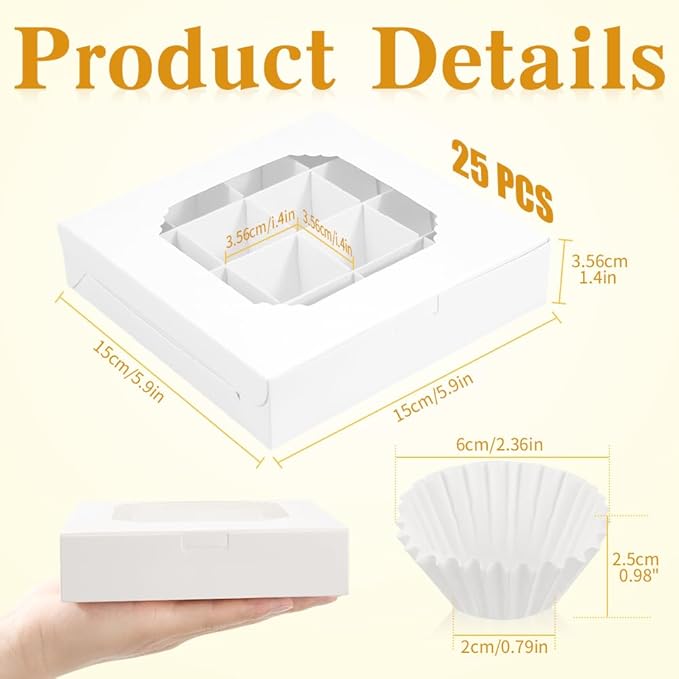 25 Pack White Bakery Boxes, Sweet Boxes - Image 7