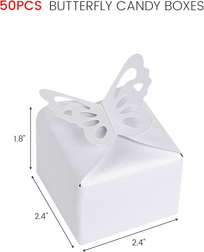 VGOODALL 50PCS Party Favor Boxes, 2.4" x 2.4" x 1.8" 3D Butterfly Candy Boxes - Image 2