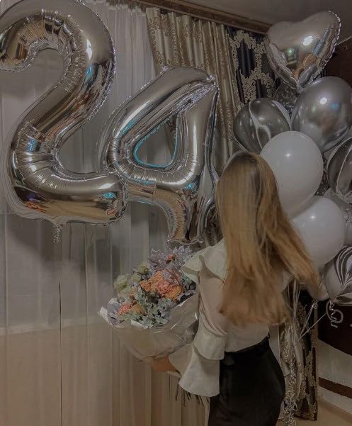 40 Inch Silver Large Number 14 Birthday Balloon, Giant Number 14 41 Balloons - Image 4