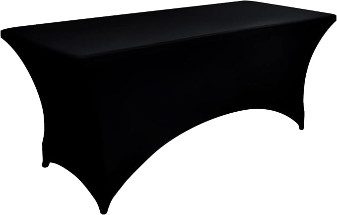10-Pack 6ft Black Spandex Table Covers - Image 9
