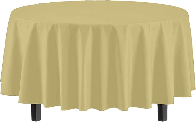 12-Pack Premium Plastic Tablecloth 84in. Round Table Cover - Image 2