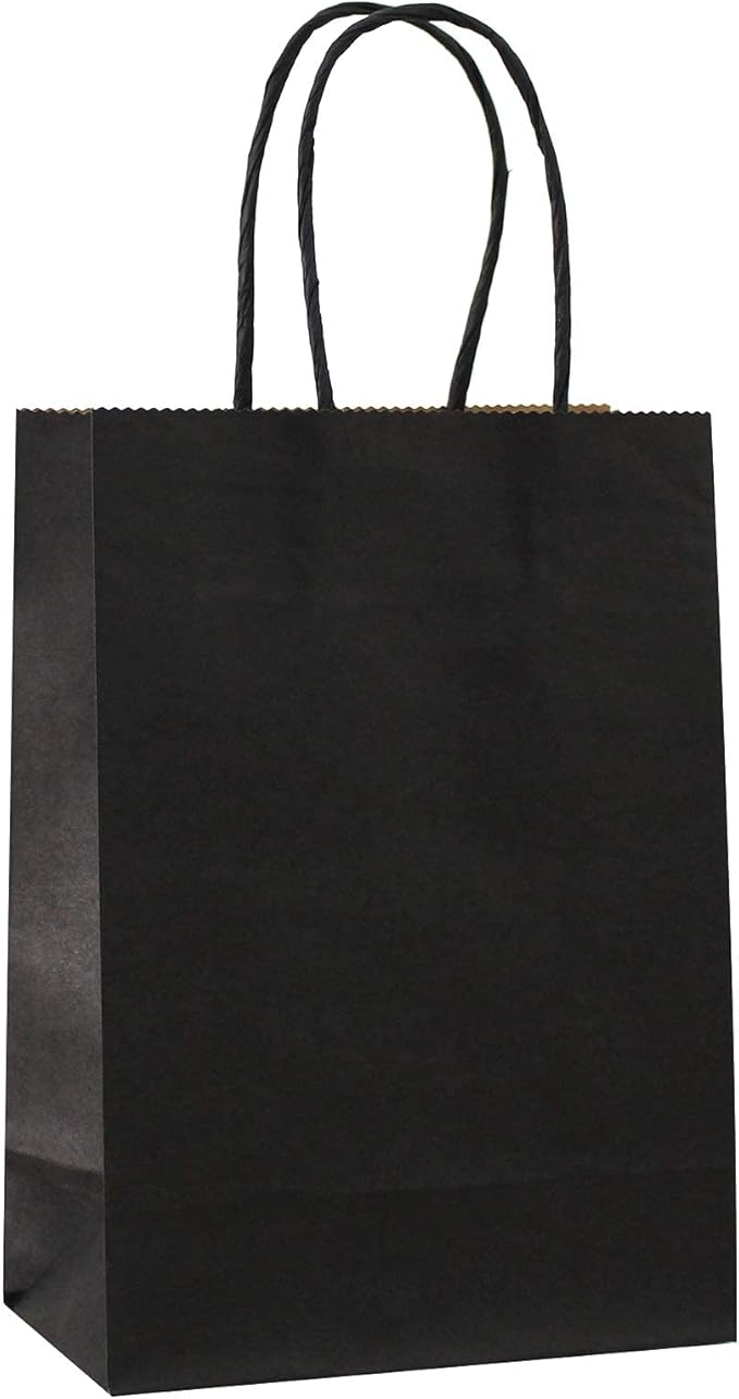 25 PCS Small Gift Bags Black Kraft Paper Bags by ADIDOEVA