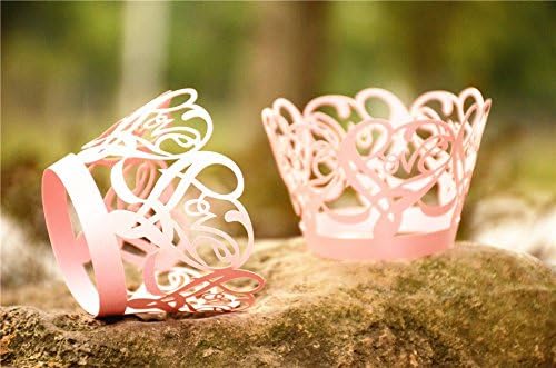 Joinwin Newly Design 48pcs Pink Laser Cut Cupcake Wrappers Wraps Wedding - Image 2