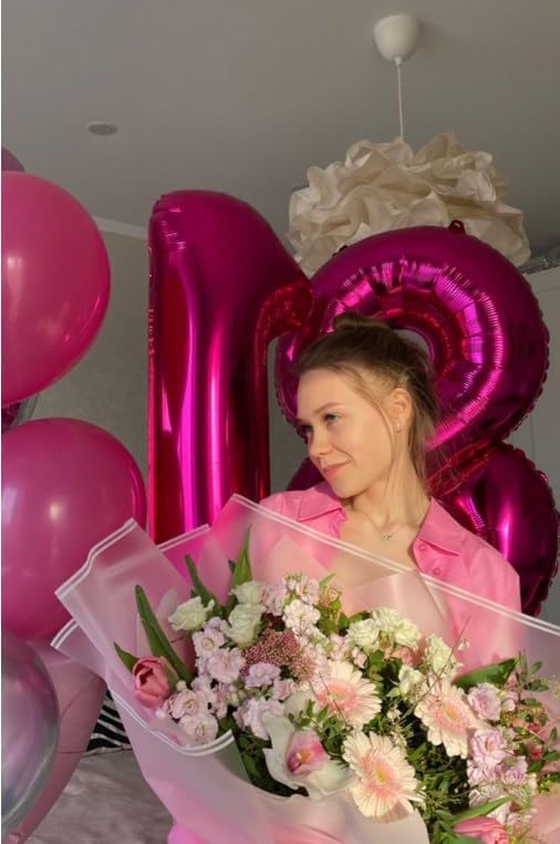 40 Inch Hot Pink 1 Number Balloon, 1 Number Balloons Birthday Decorations - Image 6