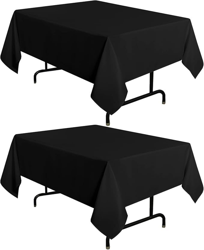 sancua 2 Pack Black Tablecloth 54 x 54 Inch, Stain and Wrinkle Resistant Square by sancua
