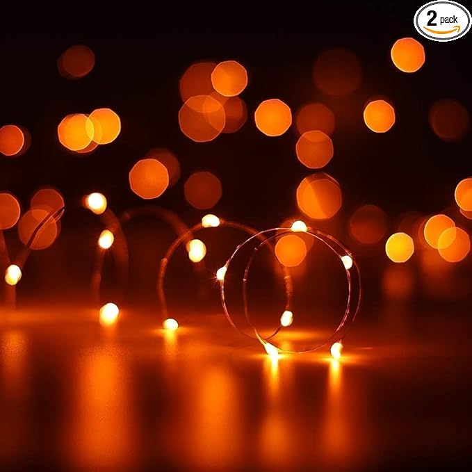 ANJAYLIA 2 Pack Orange String Lights by ANJAYLIA