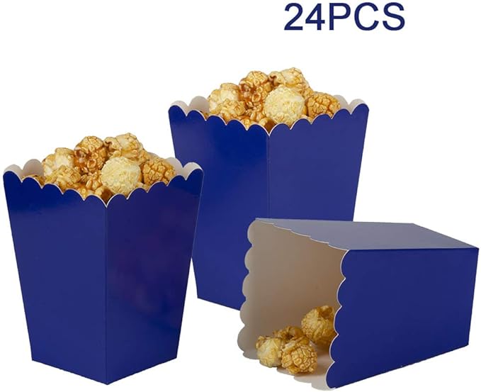 AimtoHome Navy Blue Popcorn Boxes Mini Pack of 24, Paper Popcorn Container - Image 3