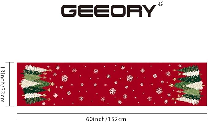 GEEORY Christmas Table Runner 13x60 Inch, Xmas Trees Snowflakes Holiday - Image 6