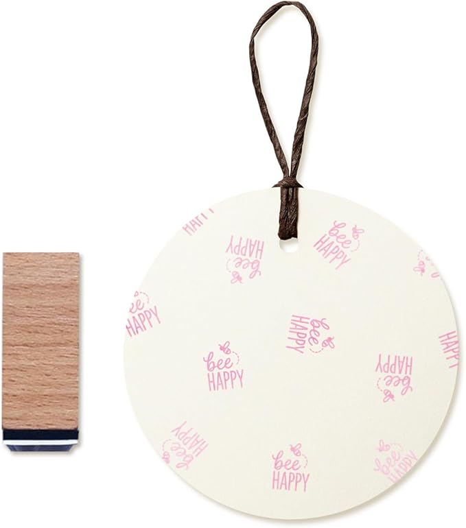 Bee Happy Rubber Stamp, 3/5 Inch Small Mini Stamp - Image 3