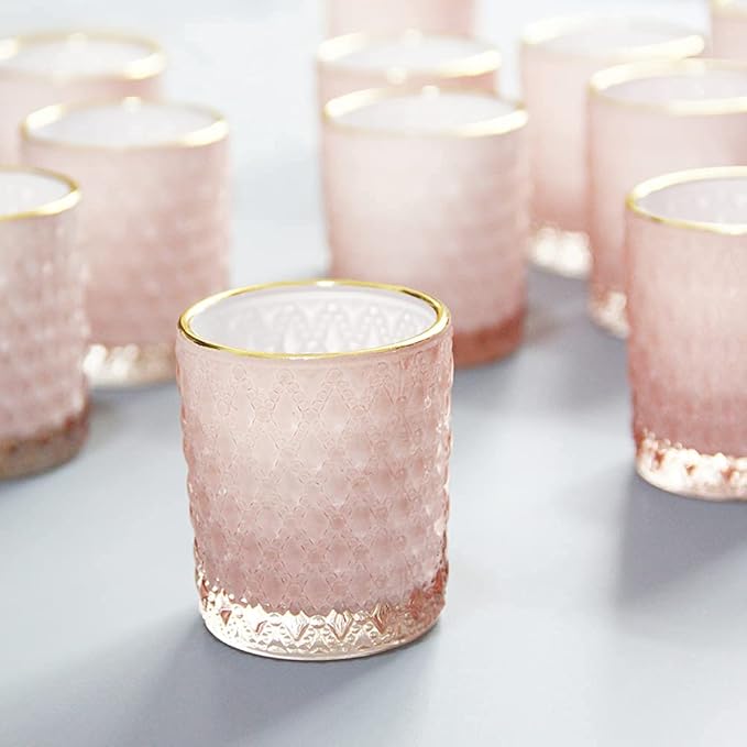 SHMILMH Pink Votive Candle Holders Set of 24, Tea Candle Holder by SHMILMH