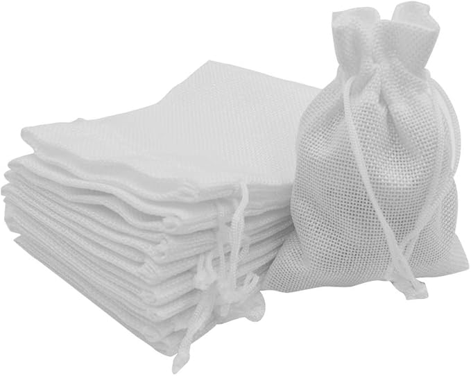 20pcs Burlap Bags with Drawstring, 5x7 Inch White Linen Gift Bags Bulk by Bezall
