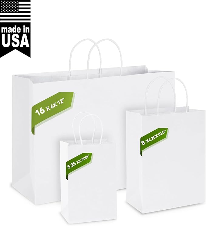 MESHA 16x6x12'' White Kraft Paper Bags - Image 2