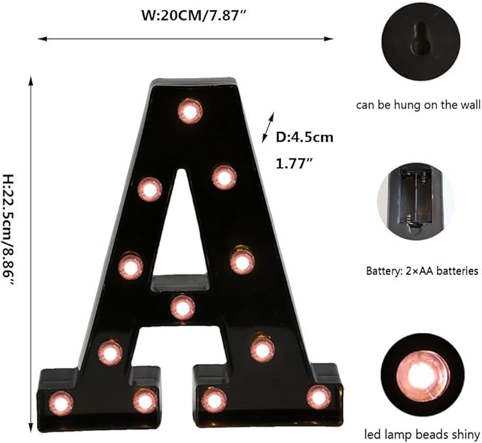 Light Up Black Alphabet Marquee Letters Sign LED Marquee Number Lights Sign - Image 6