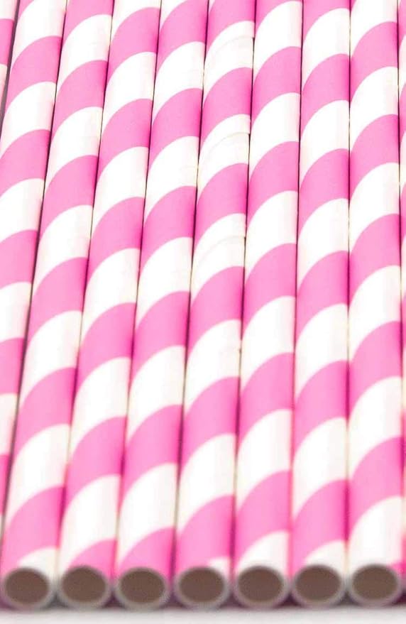Pack of 300 Baby Pink Swirls Biodegradable 4-Ply Paper Drinking Straws - Image 3