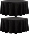 Round Tablecloth 2 Pack 120 Inch Black Tablecloths Washable Decorative Linen by AOCOZHomeLifeMuseum