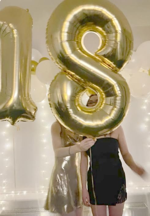 Light Gold Foil Number 8 Balloon 40 Inch, Helium Mylar Eight Number 8 18 28 38 - Image 4
