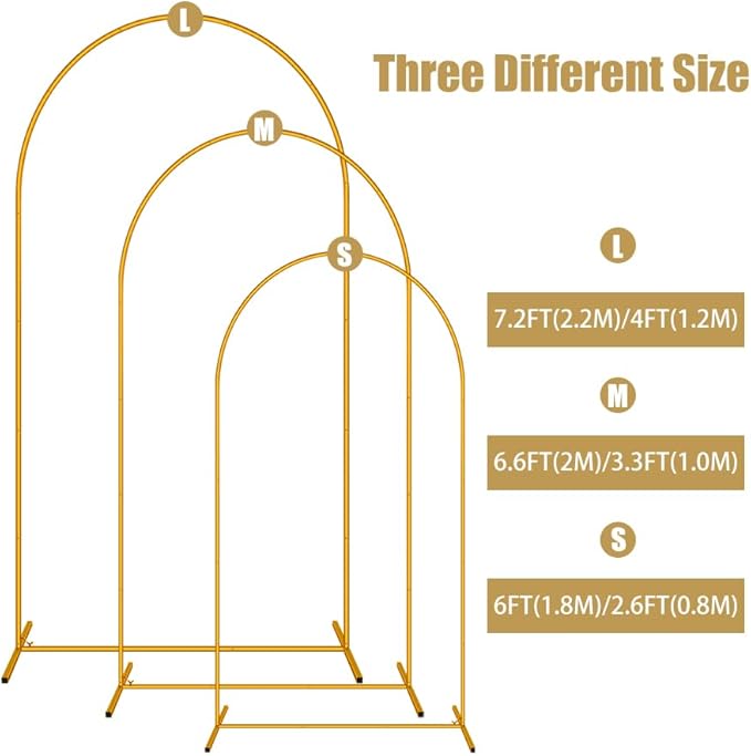 3 Pack Arch Backdrop Stand, Easy Assembly Backdrop Arch, Balloon Arch Stand - Image 3