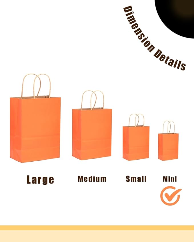 qiqee 24 Pcs Orange Mini Paper Gift Bags - Image 2