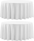 Round Tablecloth 120 Inch 2 Pack White Tablecloths Washable Decorative Linen by AOCOZHomeLifeMuseum
