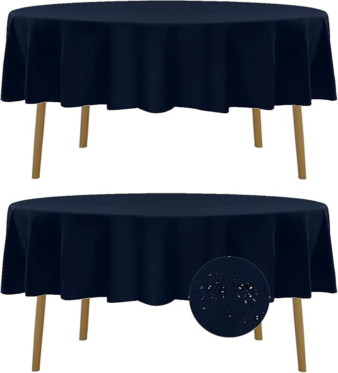 Fokitut 2 Pack Waterproof Round Tablecloth, 90 Inch, Stain Resistant and by BalsaCircle