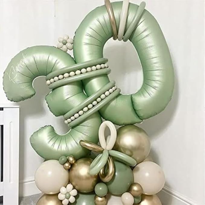 40 inch Olive Green Number 3 Balloon Large Jumbo Digit 3 Foil Helium Number - Image 5