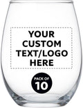 Custom Stemless Wine Glass 9 oz. Set of 10, Personalized Bulk Pack by DISCOUNTPROMOS
