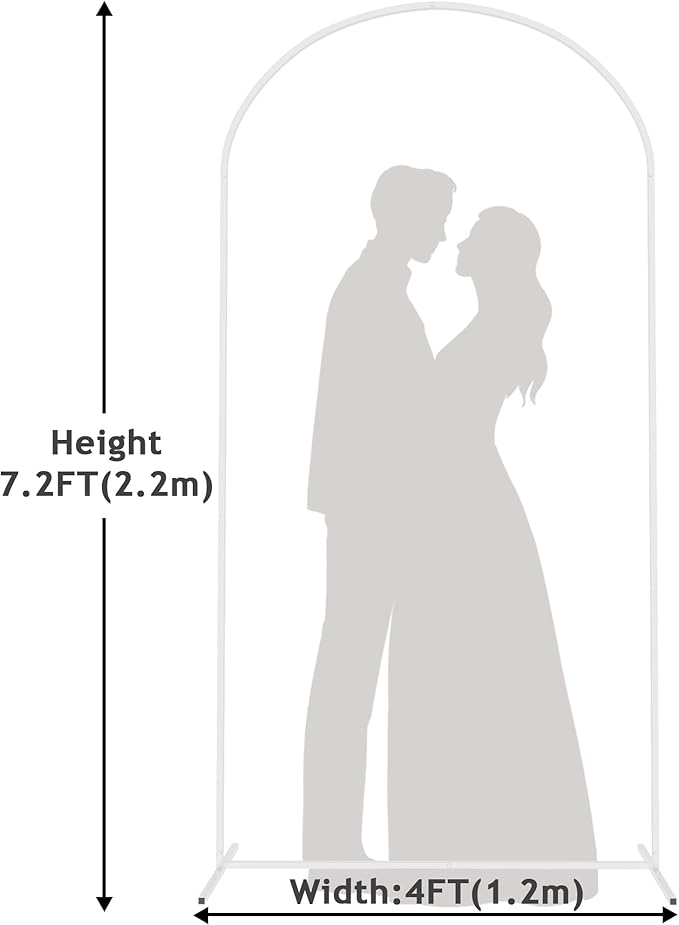Putros Metal Arch Backdrop Stand 7.2FT White Wedding Backdrop Stand Square Arch - Image 2