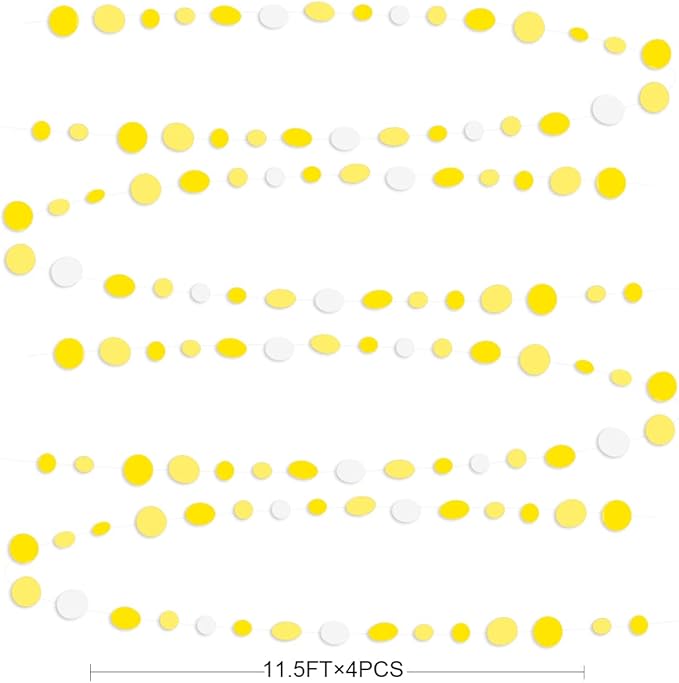 46 Ft Yellow White Circle Dots Garland Gradient Yellow Polka Dot Hanging Paper - Image 2