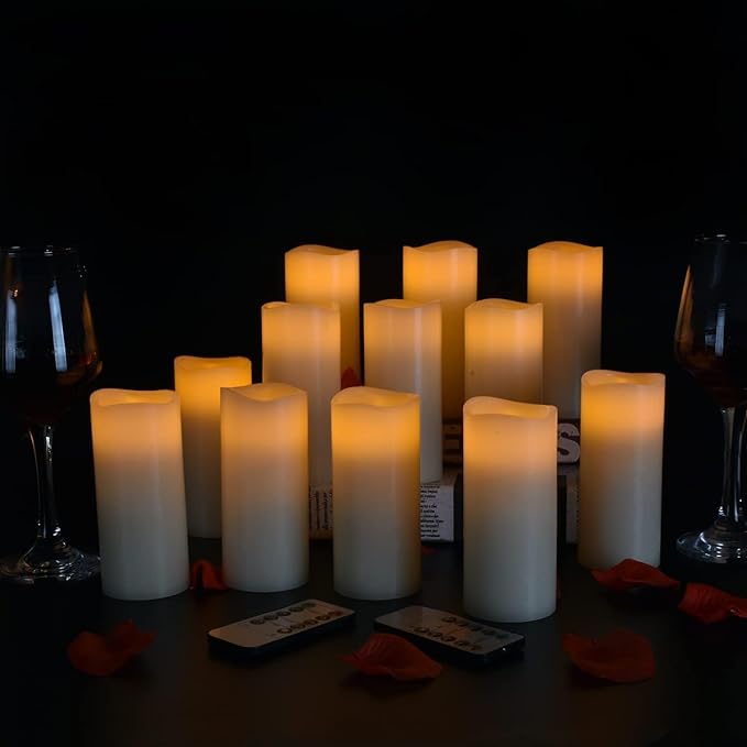 antizer Flameless Candles Battery Operated Real Wax LED Candles Set of 12 - Image 5