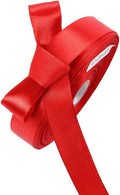 5/8" x 50 Yards Red Satin Ribbon Single Faced Fabric Ribbons by Oakarbo