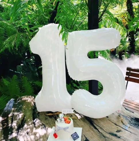 Large White 40 Inch Birthday Number 5 Balloon, Foil Mylar Helium Numbers 5 - Image 5