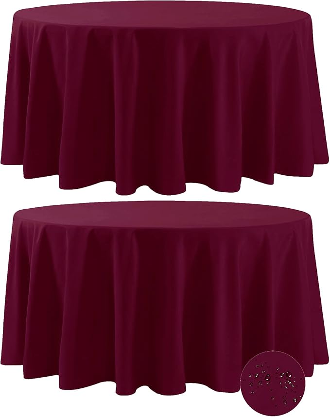 Fokitut 2 Pack Waterproof Round Tablecloth, 108 Inch, Stain Resistant and by BalsaCircle