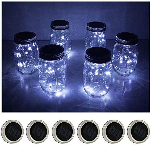 Decorman Solar Mason Jar Lid Lights, 6 Pack 20 LED Waterproof String Fairy Star by Decorman