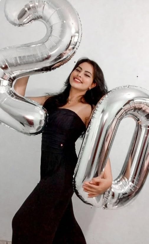 Silver Helium Number Balloon 40 Inch, Giant Foil Silver Number 0 Birthday - Image 6