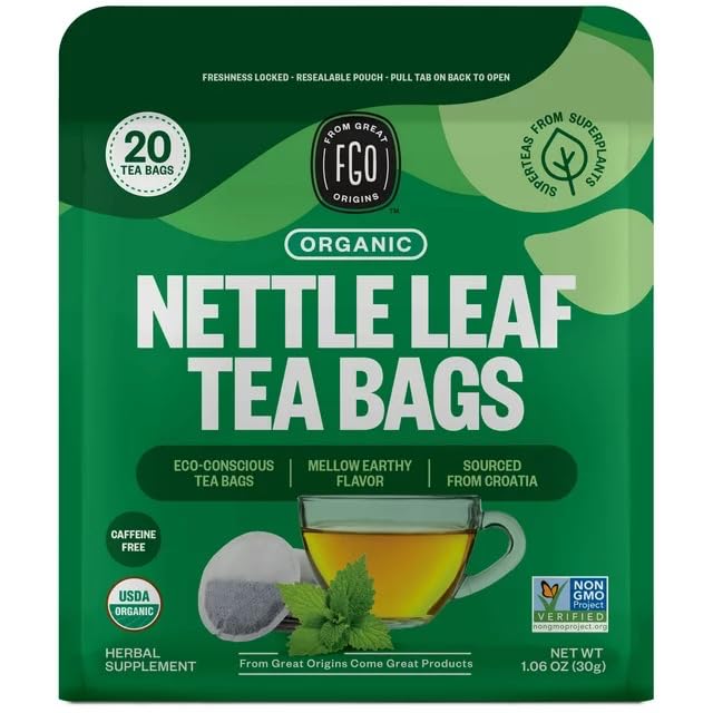 FGO Organic Nettle Leaf Herbal Tea, Eco-Conscious Tea Bags, Caffeine Free by FGO