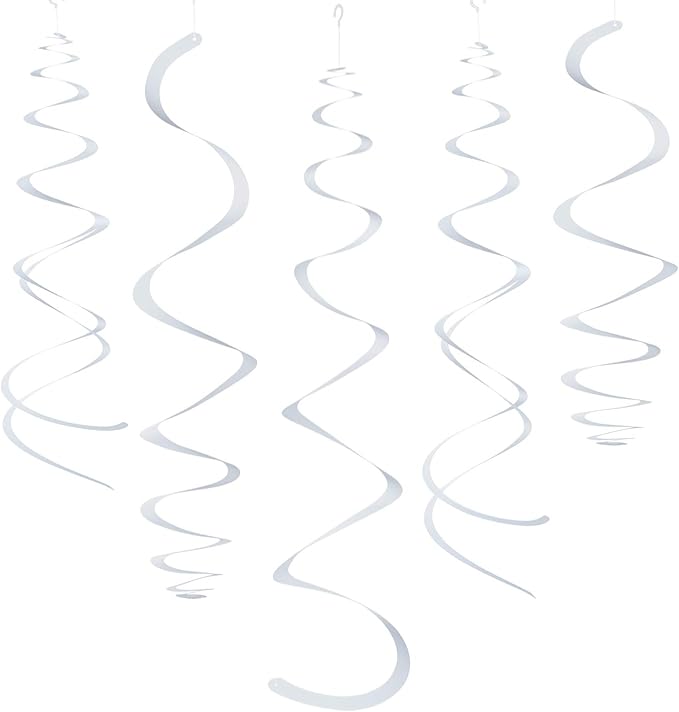 White Party Hanging Swirl Decorations Plastic Streamer by WEVEN