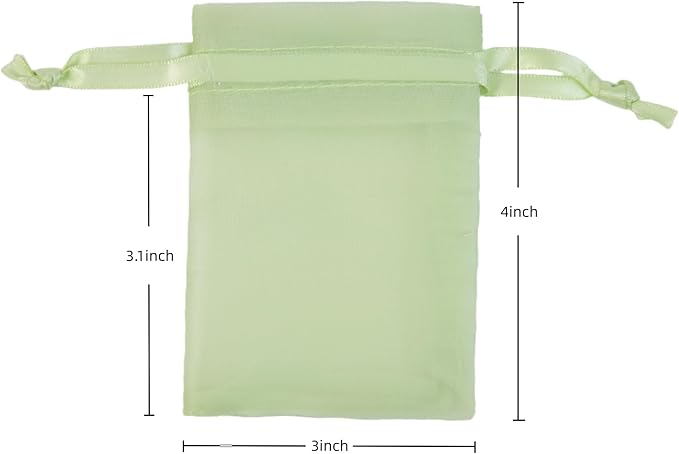 20 Pcs Light Green Small Organza Bags 3X4 inch - Image 2