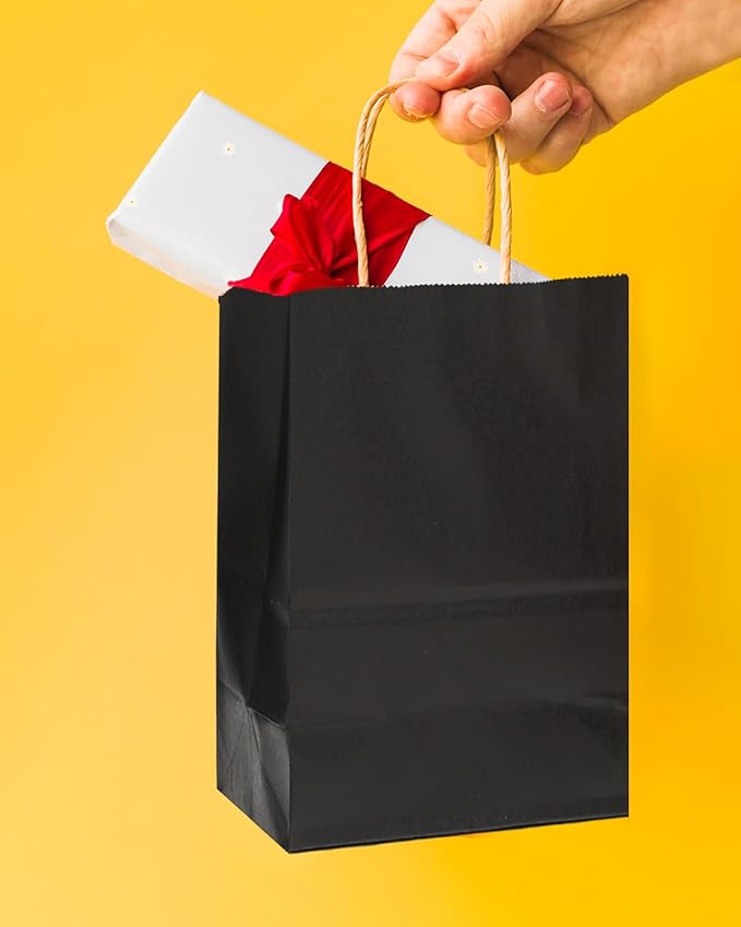Bakepacker 100 Pcs Black Mini Paper Gift Bags - Image 5