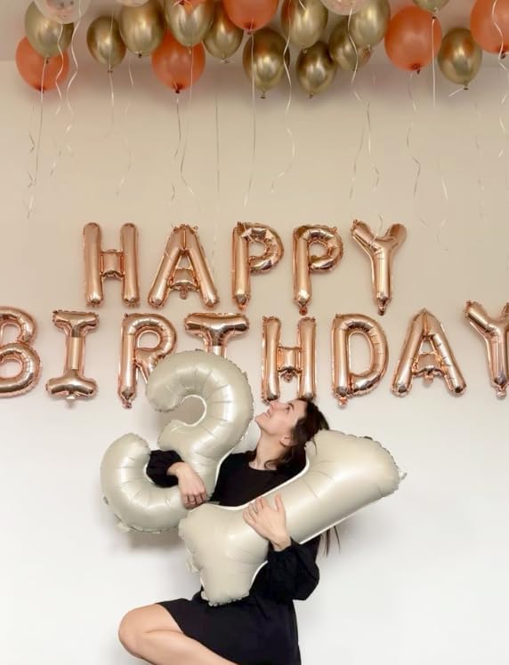 40 Inch Cream White 3 Large Number Balloon, 3 13 23 30 33 36 38 Cream White - Image 5
