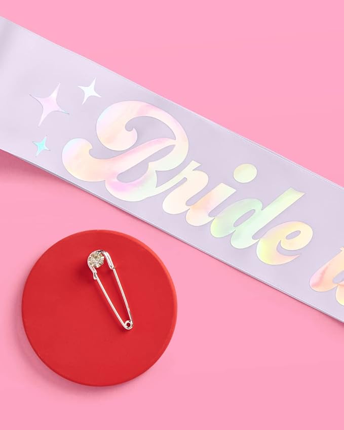 xo, Fetti Bride to Be Iridescent Sash | Bachelorette Party Decorations - Image 3