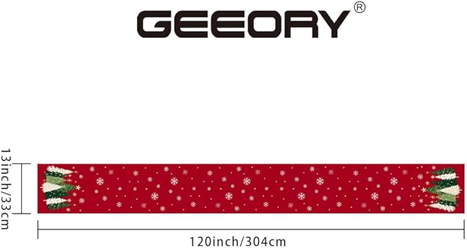 GEEORY Christmas Table Runner 13x120 Inch, Xmas Trees Snowflakes Holiday - Image 6